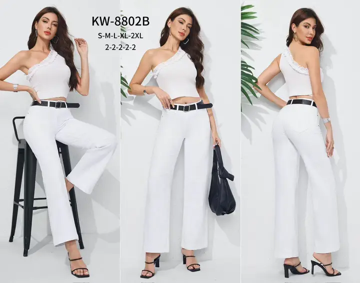 Completo top monospalla e pantaloni palazzo, modello KW-8802-B