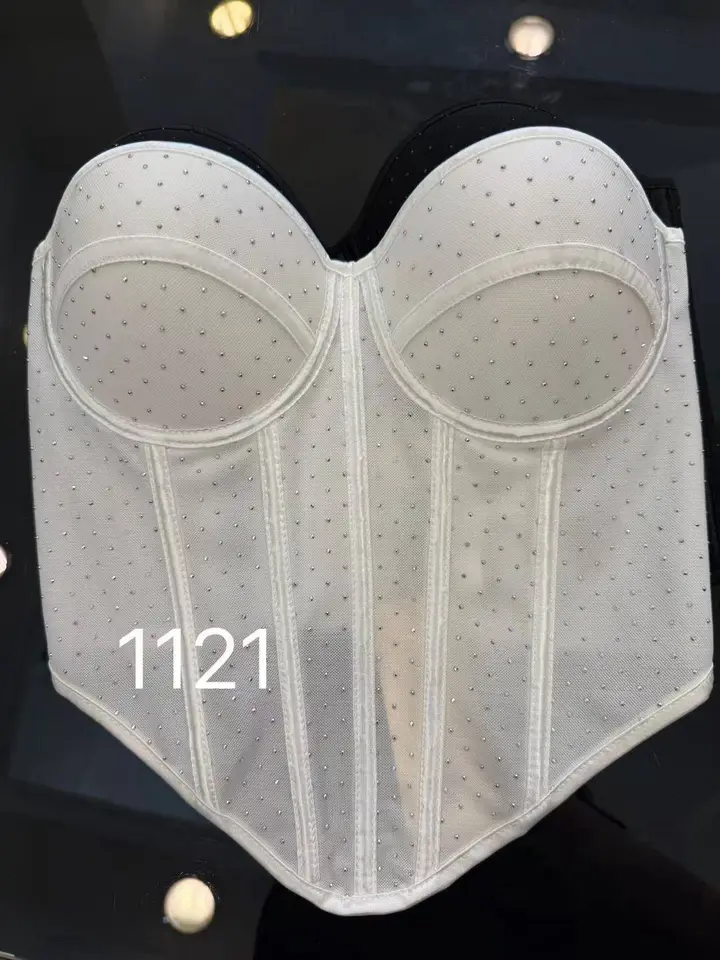 Bustino bianco con strass, modello Z1121