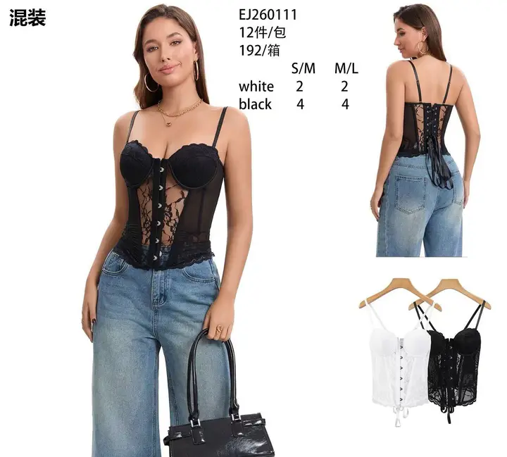 Corsetto con pizzo e spalline, modello EJ260111