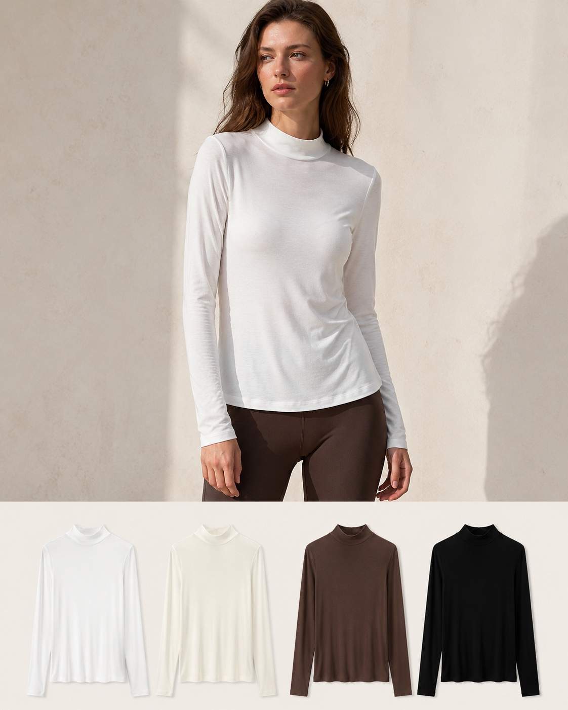 Maglia donna a collo alto e maniche lunghe