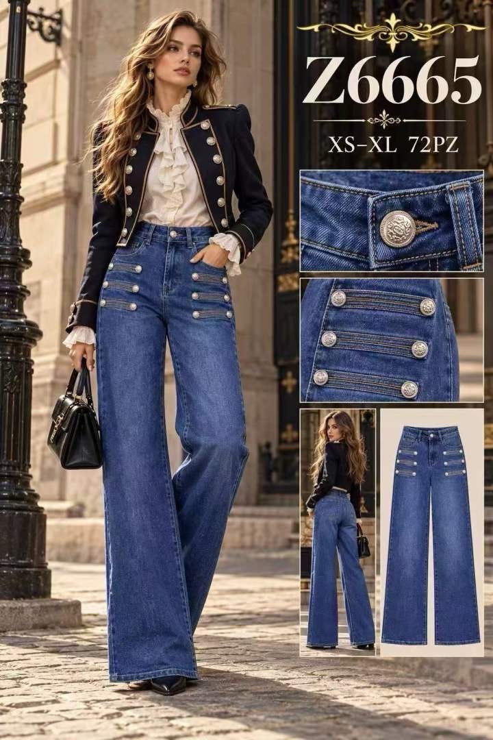 Jeans a vita alta a gamba ampia
