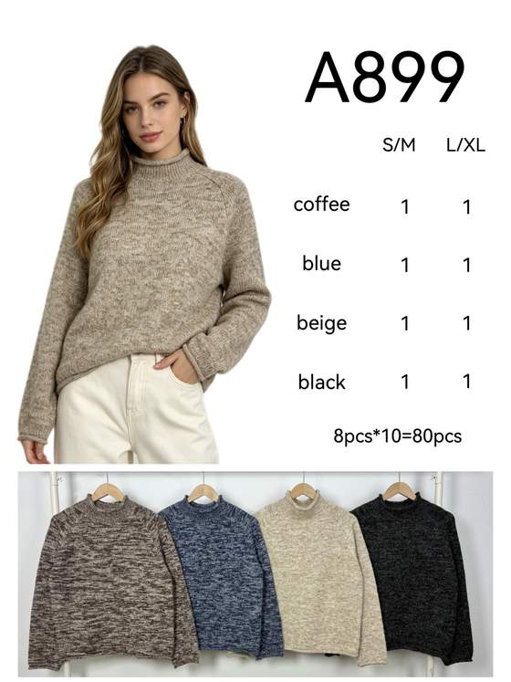 Maglia mélange a collo alto corto