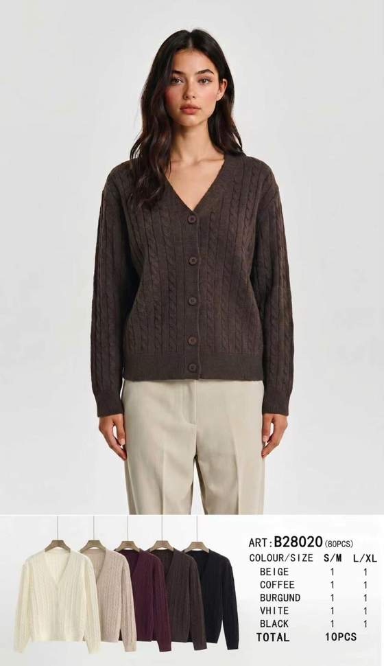 Cardigan a trecce con scollo a V