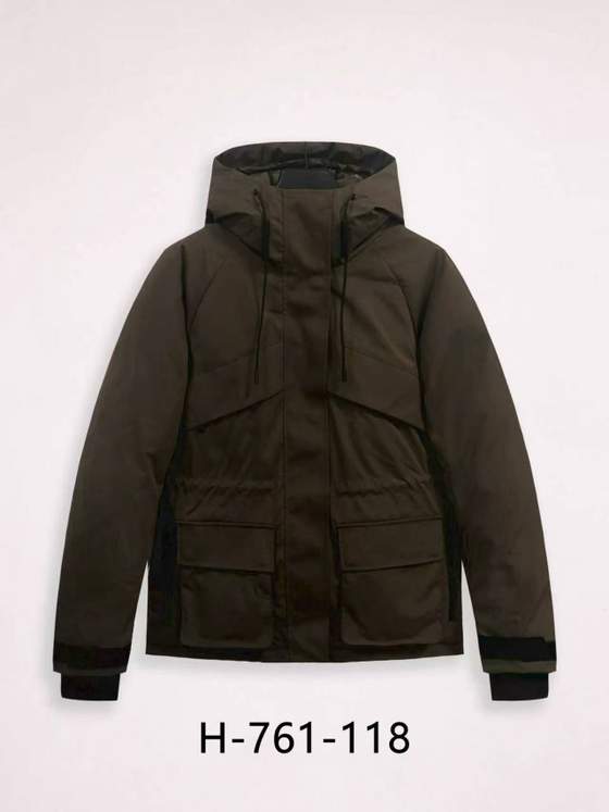 Giacca con cappuccio, coulisse e tasche con patta — Verde oliva