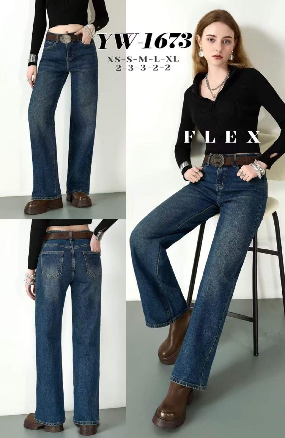Jeans blu scuro dritti leggermente svasati