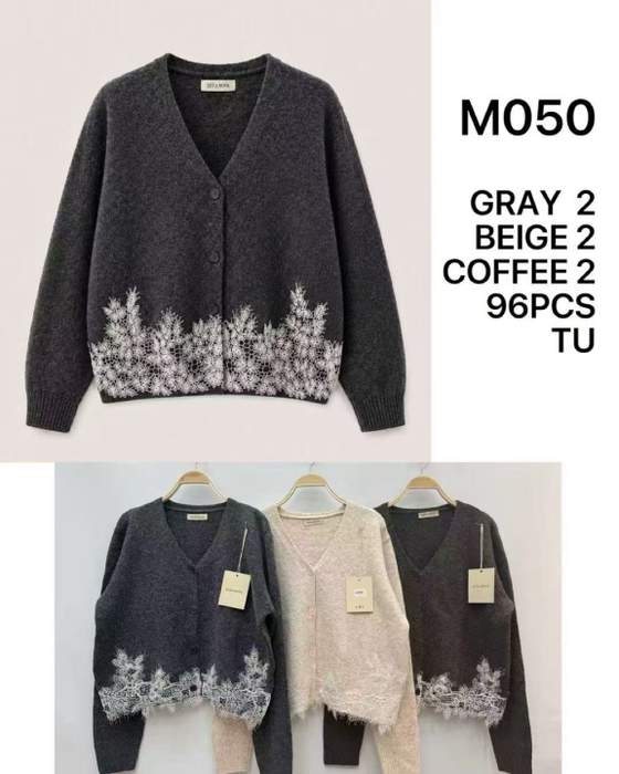 Cardigan con scollo a V e fondo in pizzo floreale