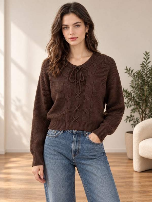 Maglia in maglia con lacci frontali