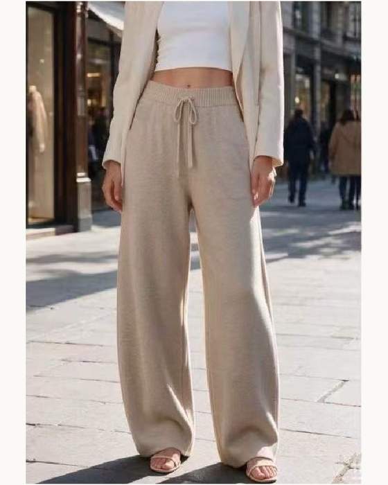 Pantaloni in maglia a gamba larga con coulisse