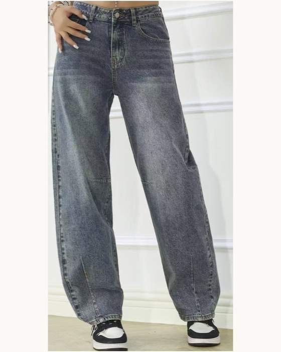 Jeans grigio blu modello balloon