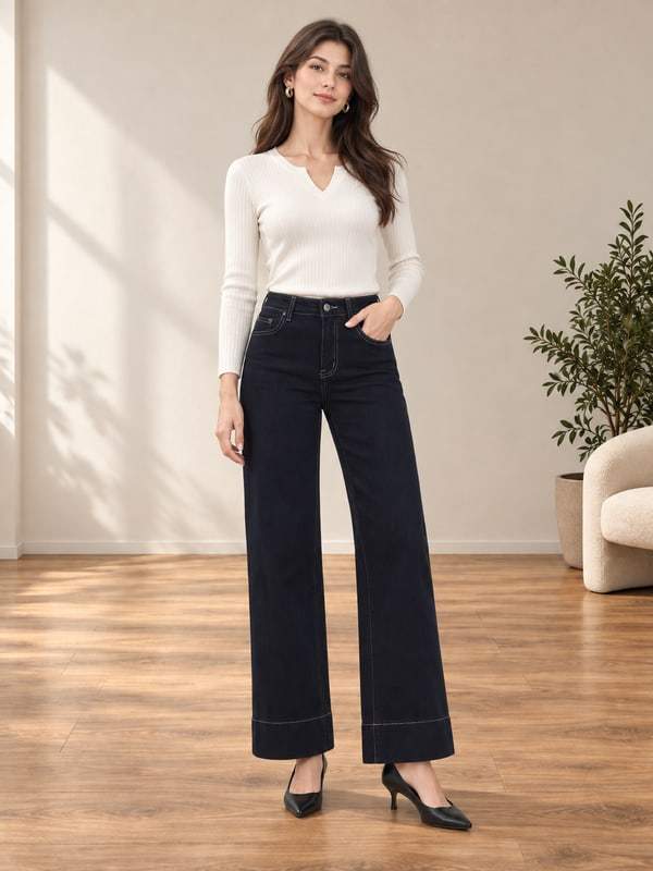 Jeans a gamba larga felpati