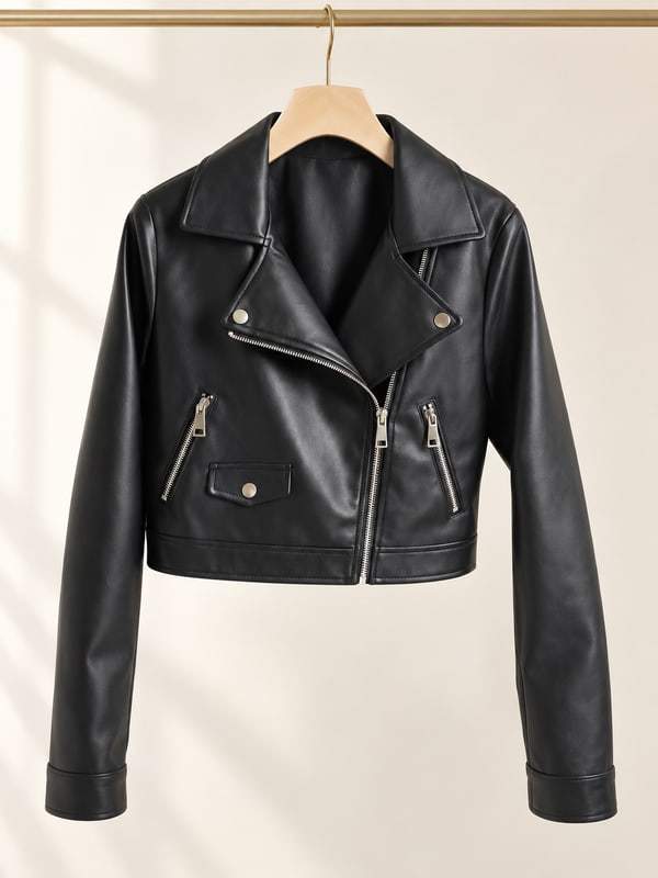 Giacca biker corta nera