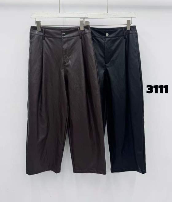 Pantaloni lunghi ampi effetto pelle