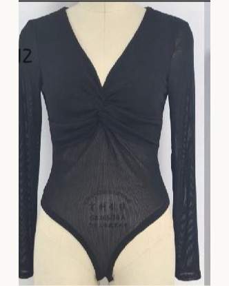 Body a maniche lunghe con arricciatura