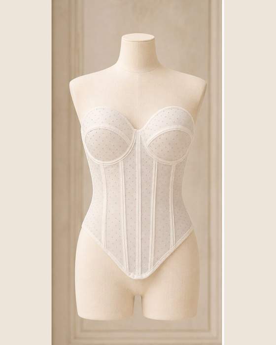 Bustino bianco con strass