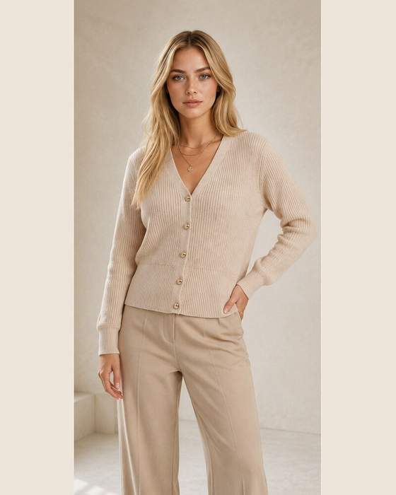 Cardigan in maglia con scollo a V e bottoni