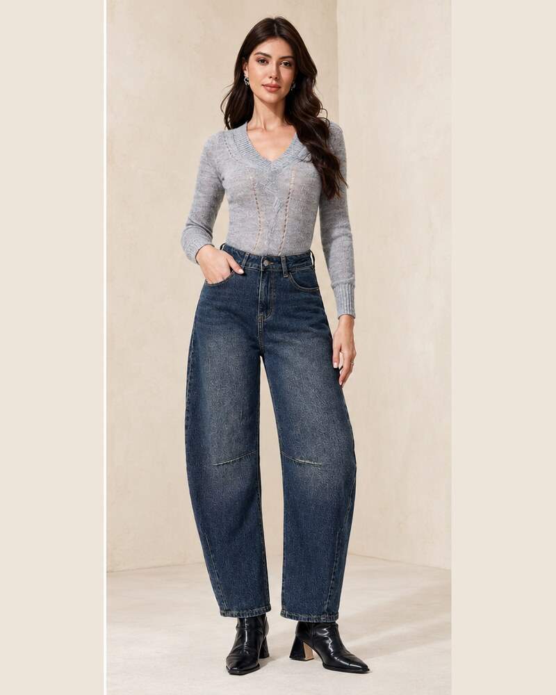Jeans donna a gamba ampia