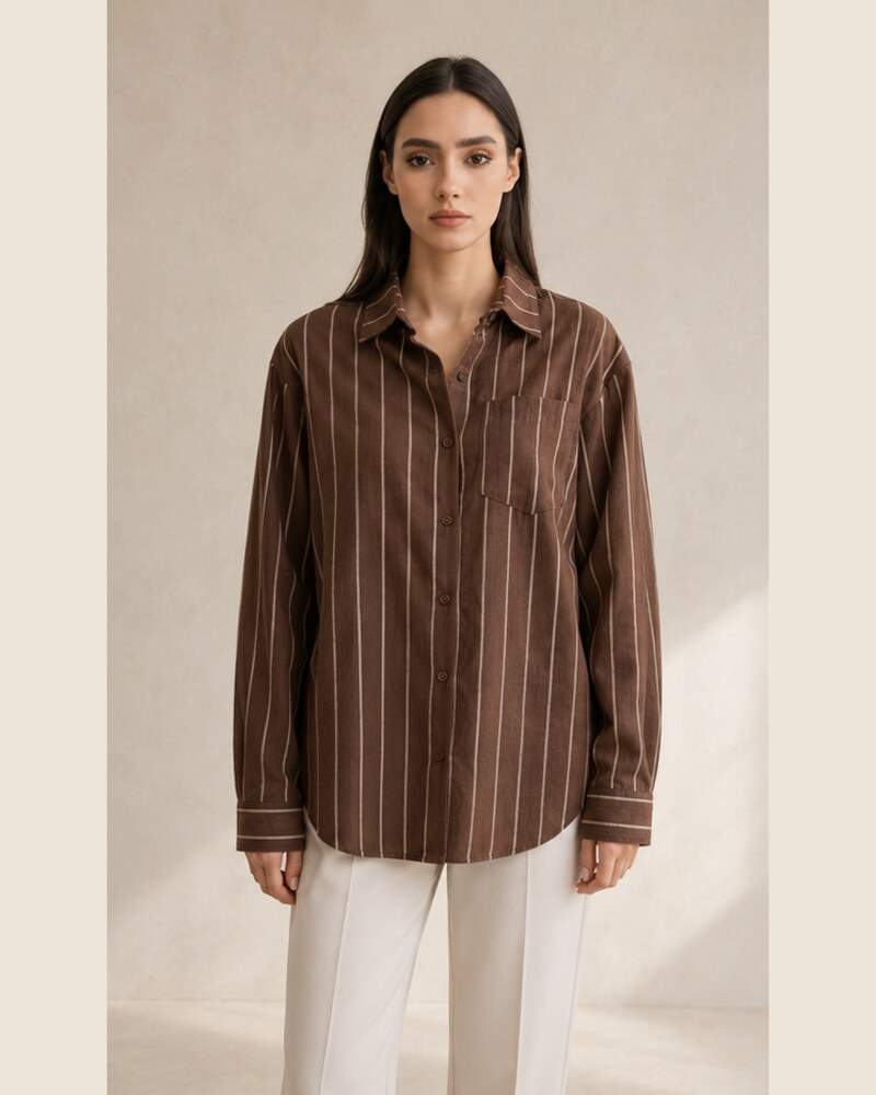 Camicia ampia a righe con taschino