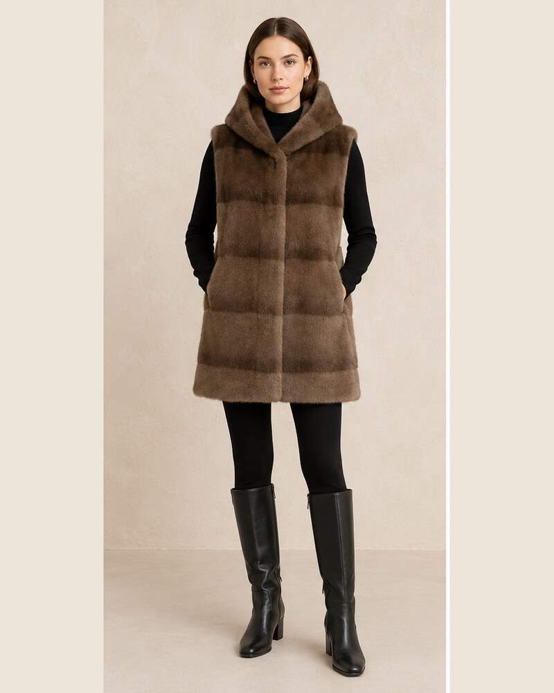 Gilet smanicato con cappuccio