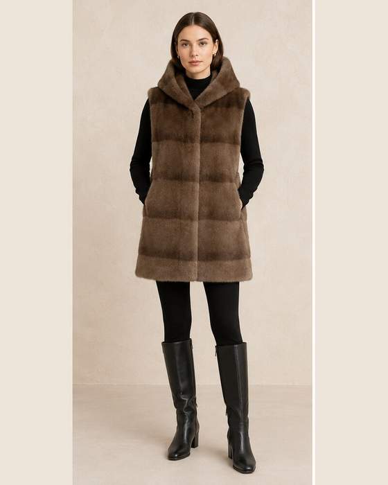 Gilet smanicato con cappuccio