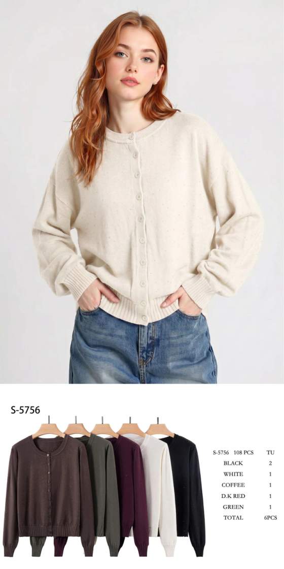 Cardigan girocollo con bottoni