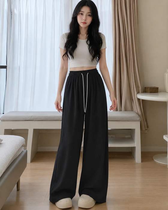 Pantaloni felpati a gamba larga