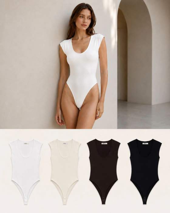 Body smanicato con scollo a U