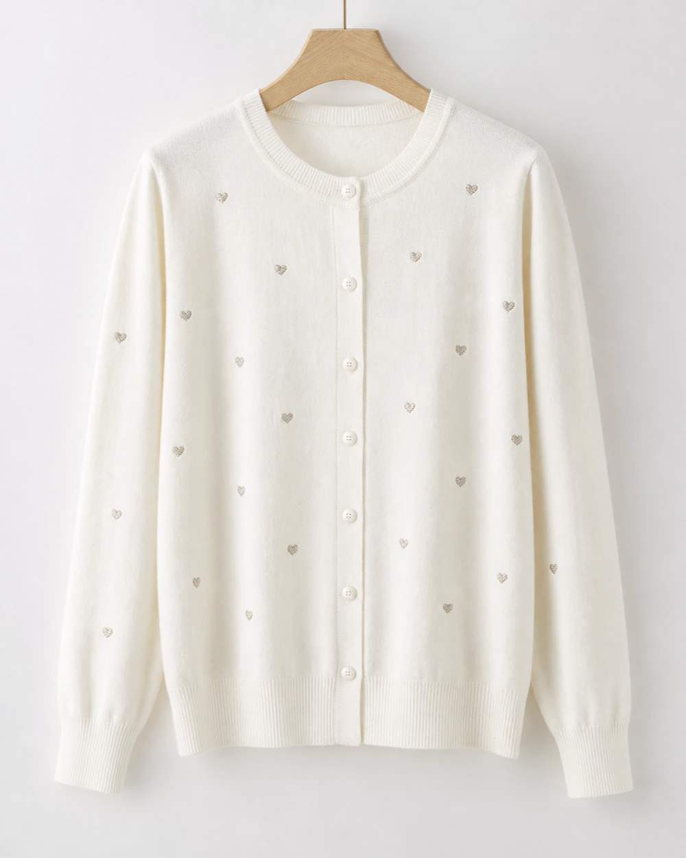 Cardigan in maglia con cuori