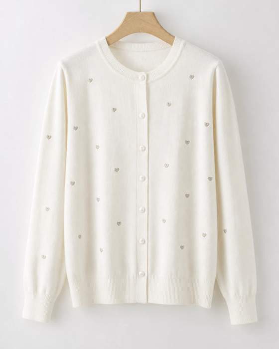 Cardigan in maglia con cuori