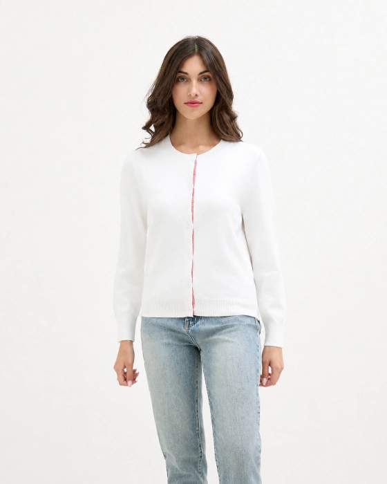 Cardigan donna con profilo a contrasto