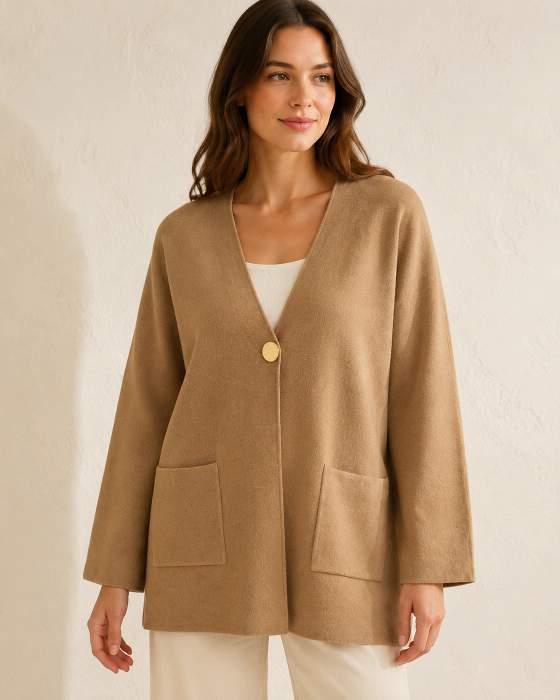 Cardigan lungo in maglia con tasche