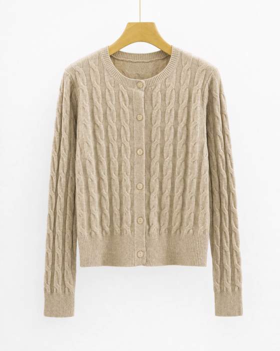 Cardigan donna in maglia a trecce
