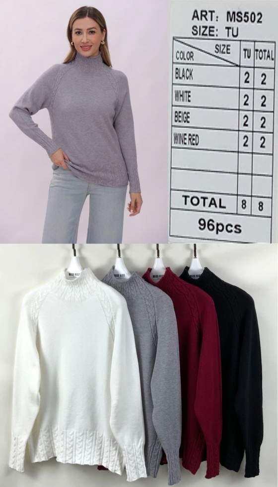 Maglia dolcevita a trecce