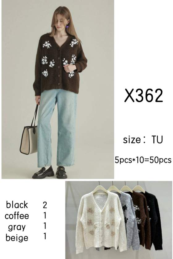 Cardigan in maglia con decorazioni floreali