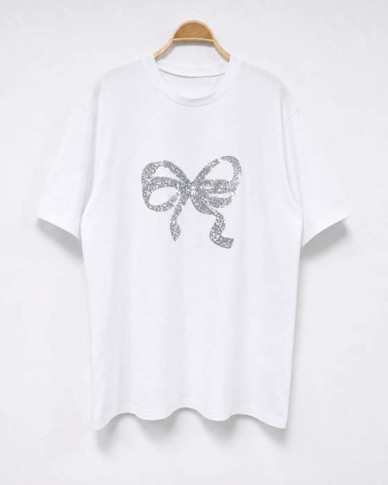 T-shirt con fiocco decorativo