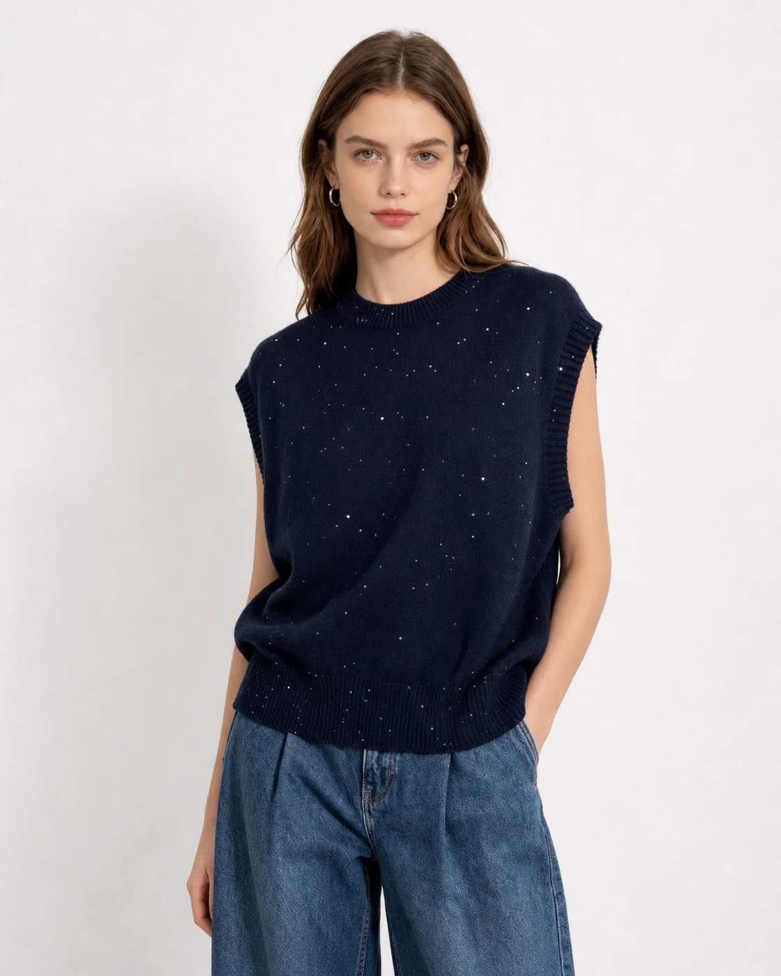 Gilet donna in maglia senza maniche