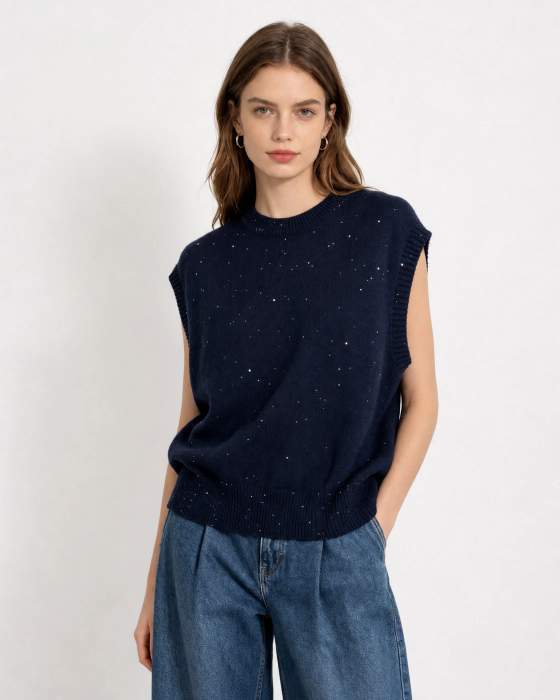 Gilet donna in maglia senza maniche