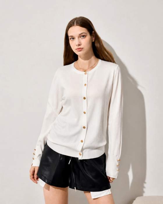 Cardigan in maglia girocollo