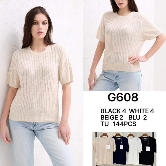 Maglia a maniche corte con trecce