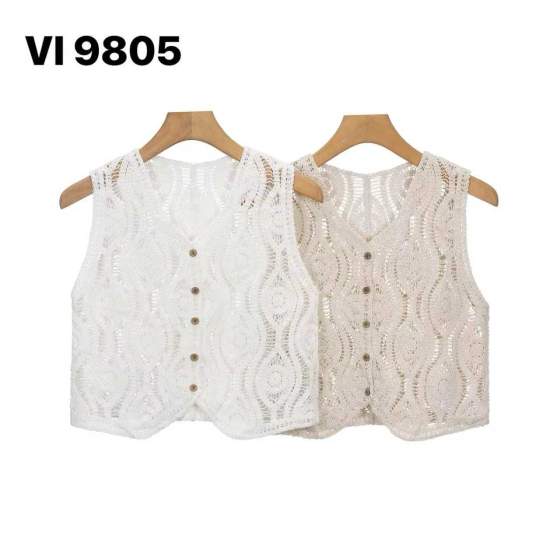 Gilet smanicato in maglia traforata