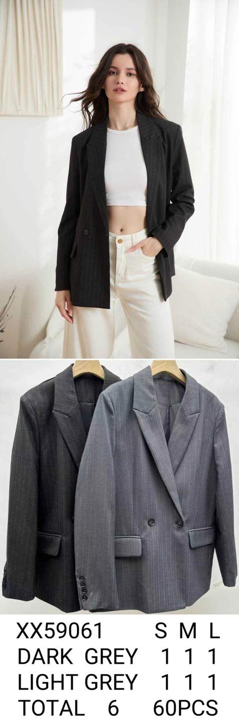 Blazer donna grigio gessato