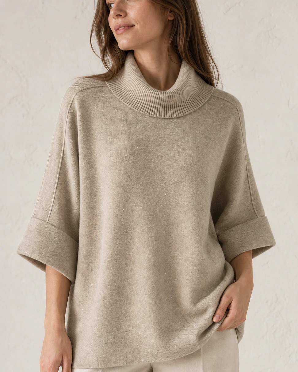 Maglia a collo alto con maniche corte