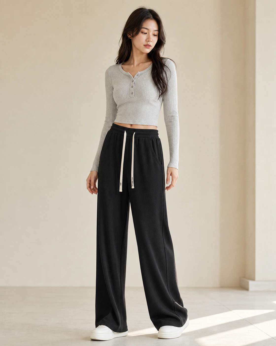Pantaloni donna palazzo con coulisse