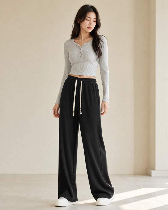 Pantaloni donna palazzo con coulisse