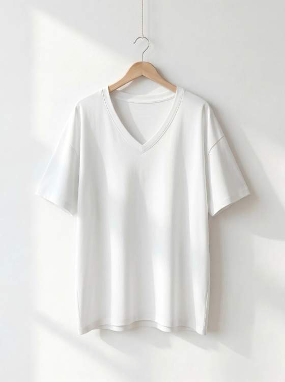T-shirt bianca con scollo a V