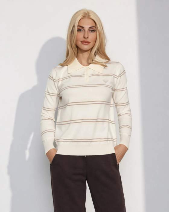 Maglia polo a righe da donna