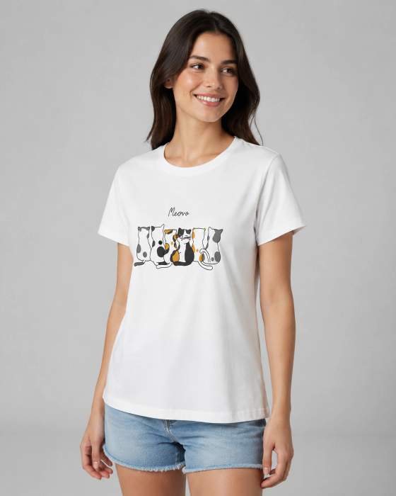 T-shirt donna con stampa di gatti