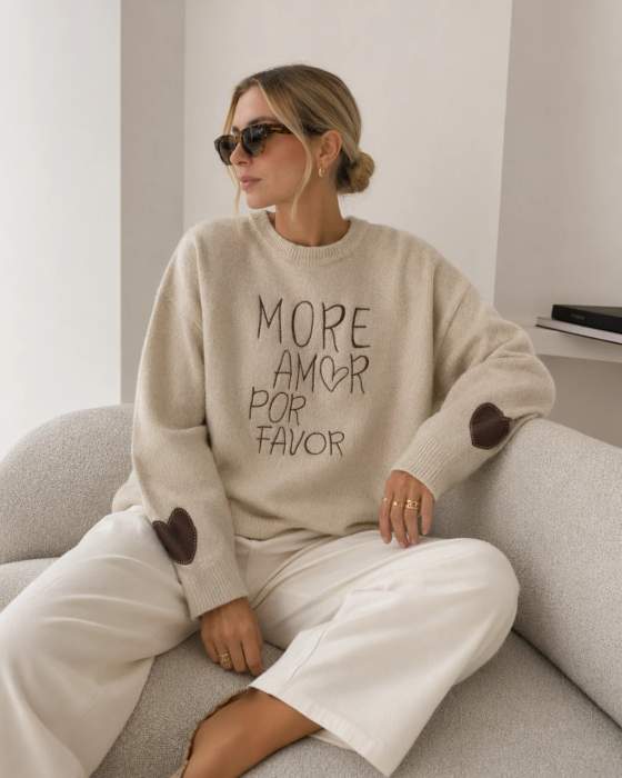 Maglione girocollo con scritta