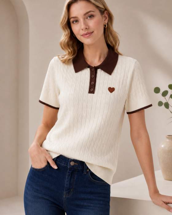 Polo donna a manica corta in maglia