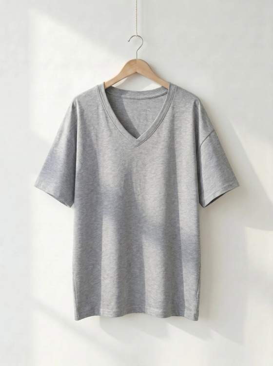 T-shirt grigia con scollo a V