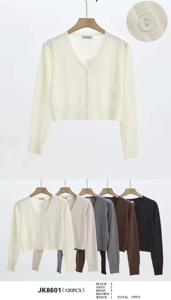 Cardigan corto con scollo a V e bottoni